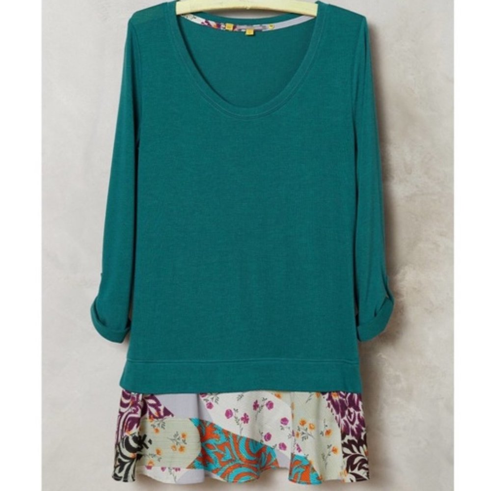 Anthro Little Yellow Button Layered Swing Top